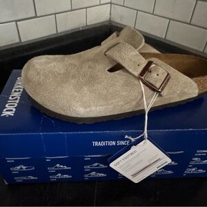 Birkenstock women's  Beige Suede Slip-Ons